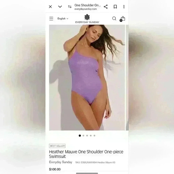 Heather Mauve One Shoulder One-piece Swimsuit - XS NWT - Picture 5 of 5